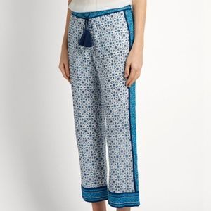 Talitha Silk Block-Print Silk-Georgette Trousers